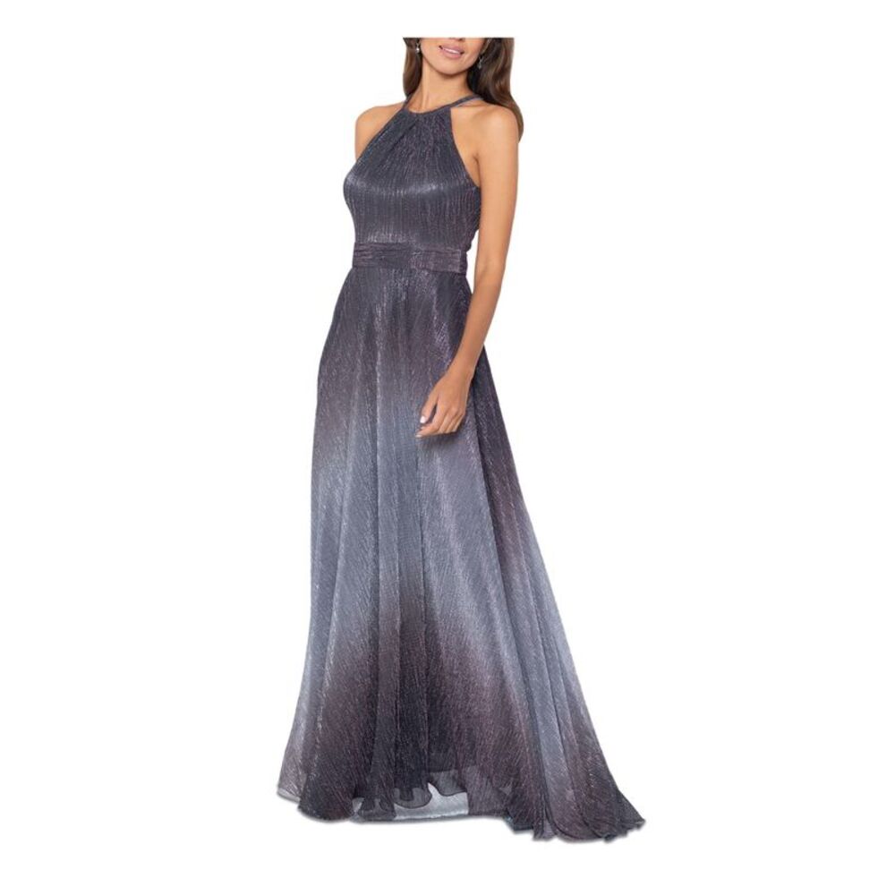 BETSY & ADAM Womens Gray Faux-wrap Skirt Lined Sleeveless Gown Dress 4 - Picture 3 of 4